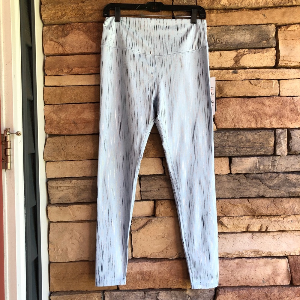 Glyder ice blue & silver full length leggings NWT Large